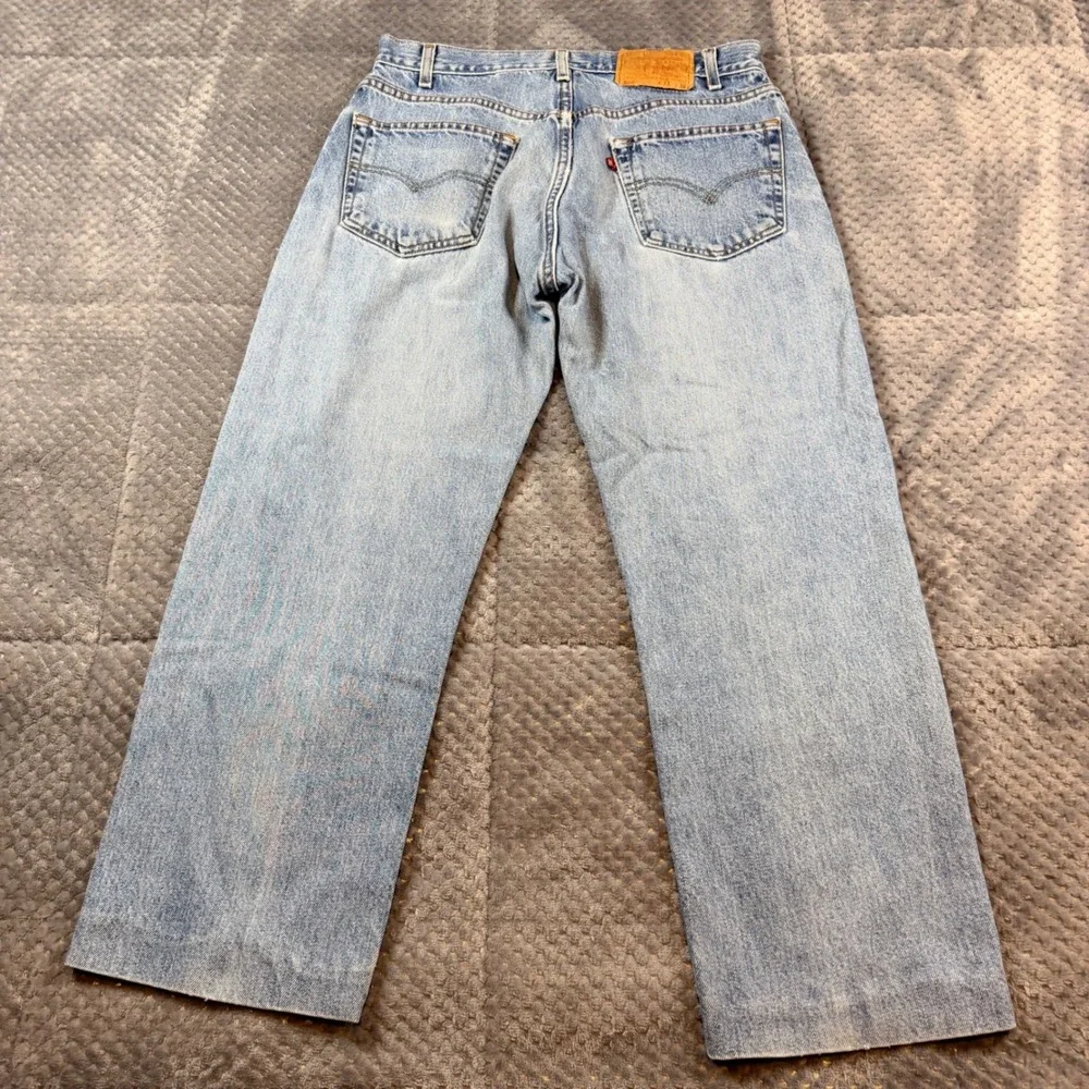 Levis 505 Mens Regular Fit Straight Leg Jeans Light Wash Blue 33x30 Denim Hemmed